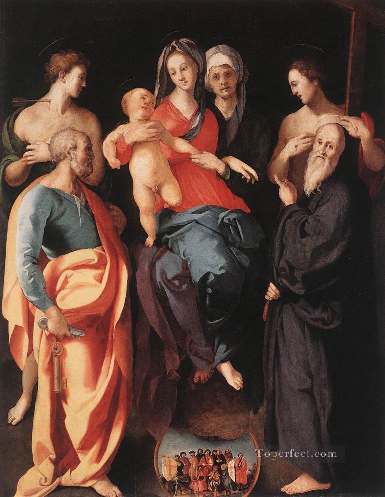 La Virgen y el Niño con Santa Ana y otros santos retratista manierista florentino Pontormo Pintura al óleo